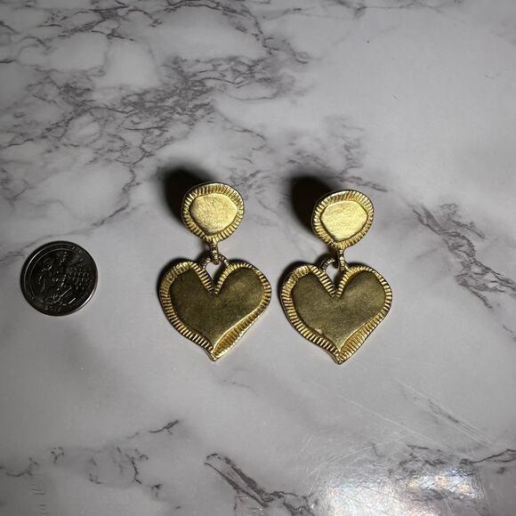 C. Stein Heart Dangle Clip On Earrings VINTAGE - Picture 2 of 4